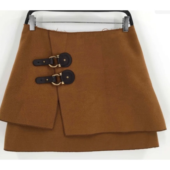 Anthropologie Meadow Rue Brown Felt Mini skirt - Picture 4 of 11